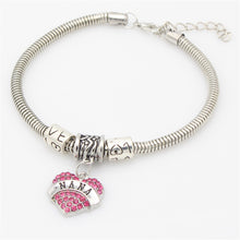 Fashion Mom Brother Nana Family Heart Crystal Silver Bracelet Jewelry Thank