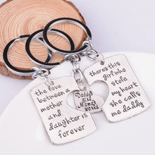 3PC/Set Mother Daughter Daddy Silver Heart Key Chain Ring Family Father Dad