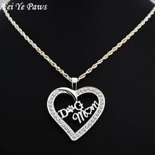 Fei Ye Paws Gold Color Dog Mom Crystal Zircon Heart Pendant Necklace Boho C