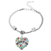 Family Member Mom Sister Daughter Bracelet Love Heart Shape Beads Crystal R