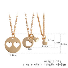QIHE JEWELRY 3pcs/set Mother Daughter and Grandma Heart Necklace Matching N