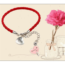 2016 New Arrival Fashion Charm Red Braided Leather Bracelet Love Heart Mom