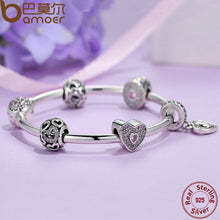 BAMOER Original 925 Sterling Silver Heart Bangles & Bracelet with Mom Penda