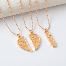 3pcs/set Engarved "Big Sis MOM Little Sis" Love Heart Pendant Necklace Simp