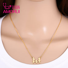 AMORUI Family of Three Pendant Necklace Fashion Stainless Steel Gold/Silver