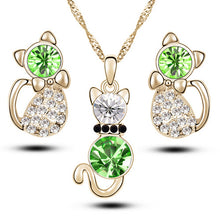 Retail Romantic Engagement Cute Cat Jewelry Sets Necklace Earrings with Aus