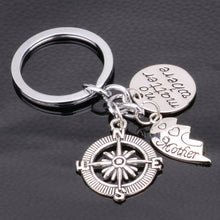 New 2PC No Matter where Heart Mother Daughter Compass Key Chain Ring Gifts