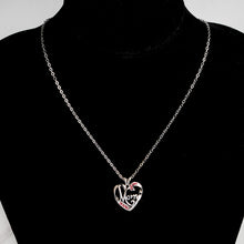 Silver Color Love Mom in Heart Pendant Necklace For Women Mama Pink Blue Wh