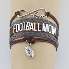 (10 Pieces/Lot) Infinity Love Football Mom Bracelets Football Charm Handmad