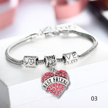 New Arrival! LOVE Family Bracelet of Mom Sister Rhinestone Heart Charm Brac