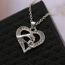 XIAOJINGLING Diamante Love Heart Hand In Hand Pendant Crystal Rhinestone Ne