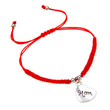 New Arrival Fashion Charm Red Braided Leather Bracelet Love Heart Mom Pulse