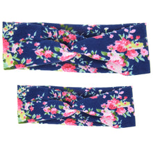 2 Pcs/Set Mom Baby Shabby Flowers Headbands Sets Soft Hair Cross Bands for