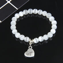 Natural Stone Tiger Eye Opal Beads Bracelets White Blue Pink Mom Charms Lov