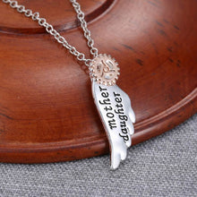 Mother's Day Gift for Mom Charms Wing Necklace Engraved ''Mother Daughter''