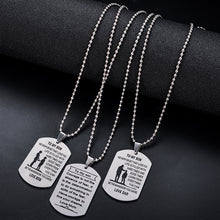 Stainless Steel Mom Dad Son Tag Engraved Pendant Necklace Silver Mother Fat