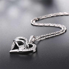 U7 Love Heart Mom Baby In Hand Pendant & Chain Necklace Cubic Zirconia Than