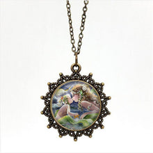 Mermaid Kissing Baby Art Print Pendant Necklace Glass Jewelry Charm Gifts f