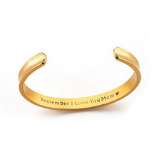 2017 New Stainless Steel Letter Bracelet " Remember I Love You Mom " Cuff B