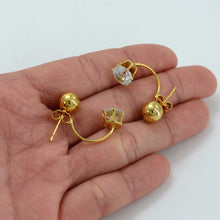 Anniyo Ball Earrings for Women/Girls Gold Color Crystal Stone Bead Earring