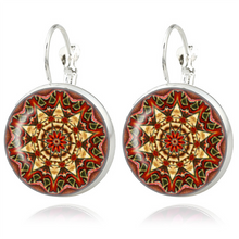 Silver Classic Lotus Mandala Jewelry Earring Nail Henna Om Symbol Zen Buddh