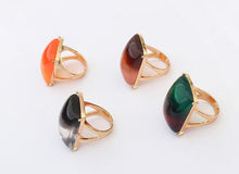 Vintage Yellow Black Square Design Resin Big Stone Ring Women Wedding Rings
