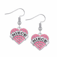 Lemegeton New Fashion Crystal Heart My Girl Mom Niece Word Heart Dangle Dro