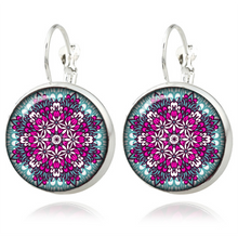 Silver Classic Lotus Mandala Jewelry Earring Nail Henna Om Symbol Zen Buddh