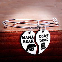 MAMA BEAR baby bear Love Borken Heart 2PC/Set Bangle Jewelry Mother And Chi