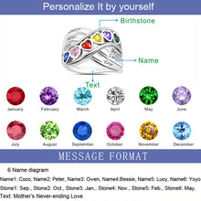 AIJAJA Personalized 925 Sterling Silver Family Heart Stone Mother Rings Cus