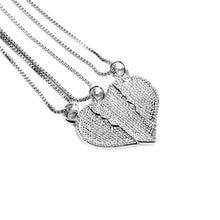 3 Pcs Mom Big Sis Little Sis Puzzle Necklace Broken Heart Pendant Women Cho