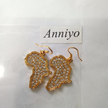 Anniyo Rhinestone Africa Map Earrings for Women/Girl,Gold Color Trendy Afri