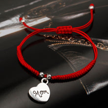 2016 New Fashion Simple Design Handmade Red Rope Braided Silver Love Heart