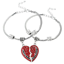 Bespmosp 2PC Rhinestone Clear Color Red Pink Blue Crystal Heart Mother Daug