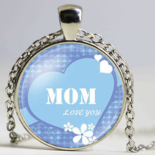Fashion Silver Plated Love Mom Heart Glass Long Necklace Women Daughter Bir