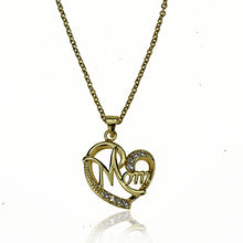 Uworld Silver Plated Brass Cubic Zirconia MOM Open Love Heart Pendant Neckl