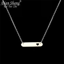 Minimal Bar With Heart Collar Necklace Women Boho Jewelry Stainless Steel G