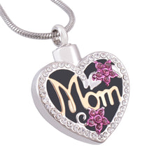 Snake Chain Cremation Necklace Two Tone Mom in Heart Memorial Funeral Keeps