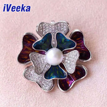 iVeeka Freshwater Pearls Brooches Silver Jewelry Flower Brooches for Mom Wi
