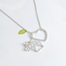 Hollow Heart Dog Paw Bone Pendant Necklace Silver Love Animal Necklaces For