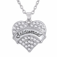 Lemegeton Wedding Jewelry Crystal Heart Pendant Necklaces BRIDE BRIDESMAID