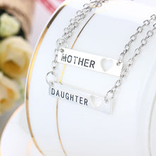 Fashion Charm Engraved DIY Mother Daughter Heart Silver Plated Chain Pendan