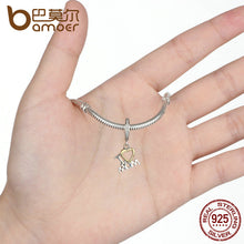 BAMOER Classic 925 Sterling Silver I Love MOM Heart Pendants fit  Bracelets