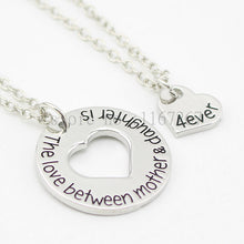 2015 New arrive Hand stamped Personalized Mom Necklace "The love between mo