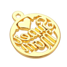 my shape 10pcs Word Love Super Mom Charm Antique Silver Plated Women's Hear