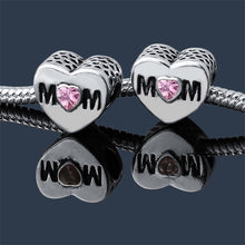 MOM Charms Fit Pandora Bracelet Unique Diy Love Heart Shape Beads Within Pu