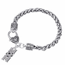 Skyrim Vintage crystal enamel soccer ball mom bracelet on 6mm wheat link ch