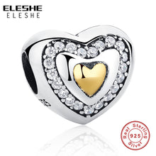 ELESHE Original Real 925 Sterling Silver Charms Fit Pandora Bracelet With C