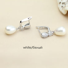 YouNoble real 925 silver earring with pearls for women,drop freshwater pear