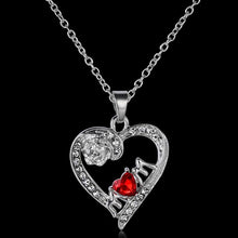 Silver Mother Day Necklace Jewelry Heart Shape Pendant Necklace Rose Flower